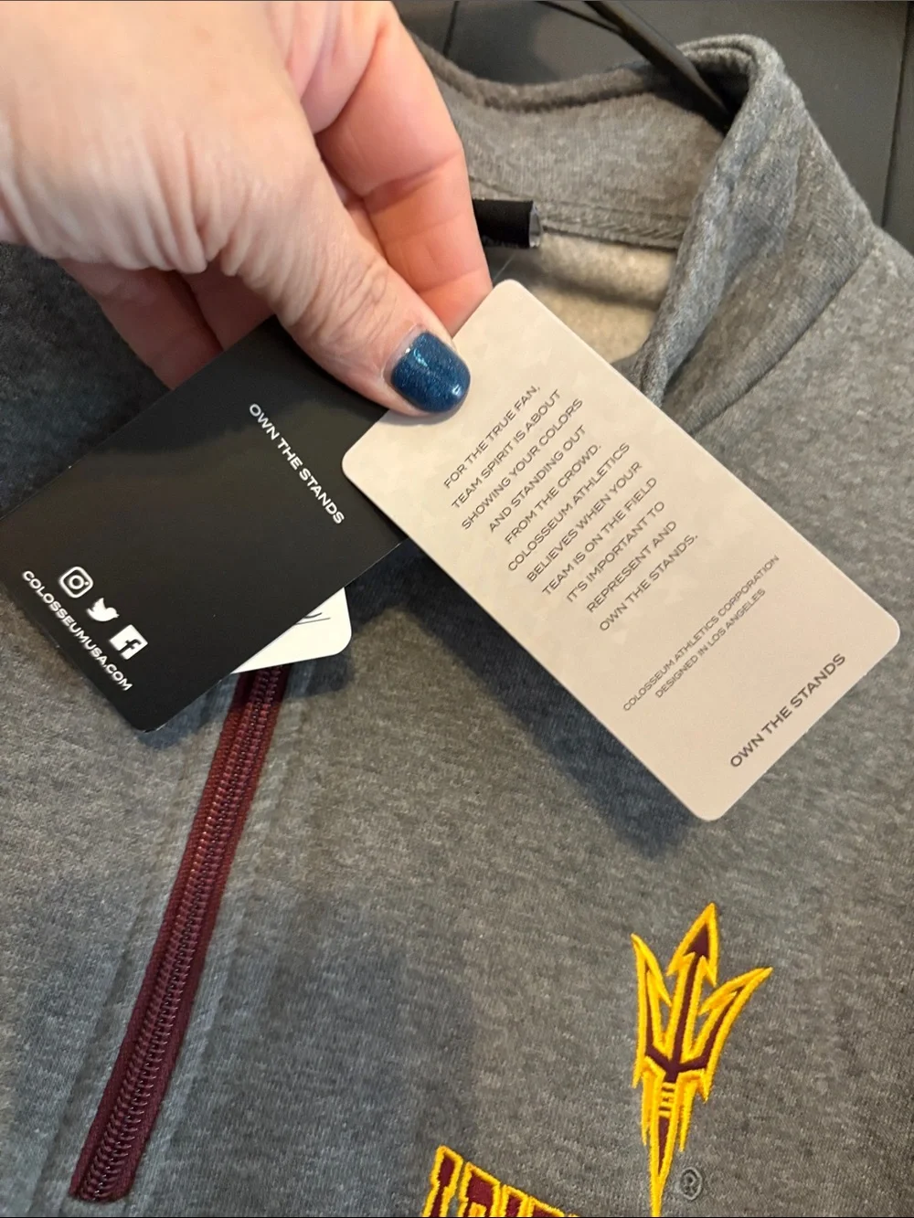 Colosseum Gray Quarter-Zip Pullover with Maroon Zipper and Gold Logo